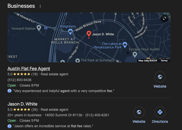 Google Maps listing